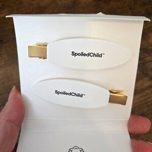 💘SpoiledChild White and Gold No Crease Hair Clips NEW